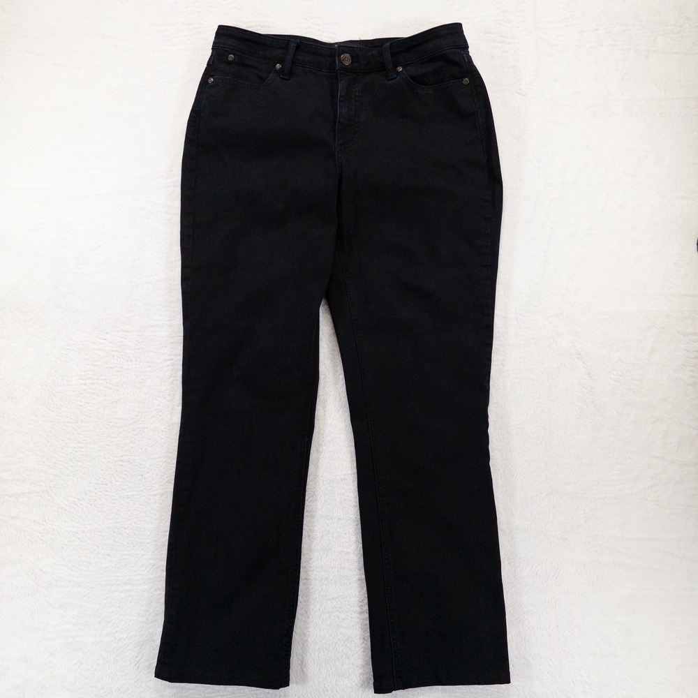 Talbots Womens Jeans 8 Black Straight Curvy Flawless Five-Pocket Stretch Casual